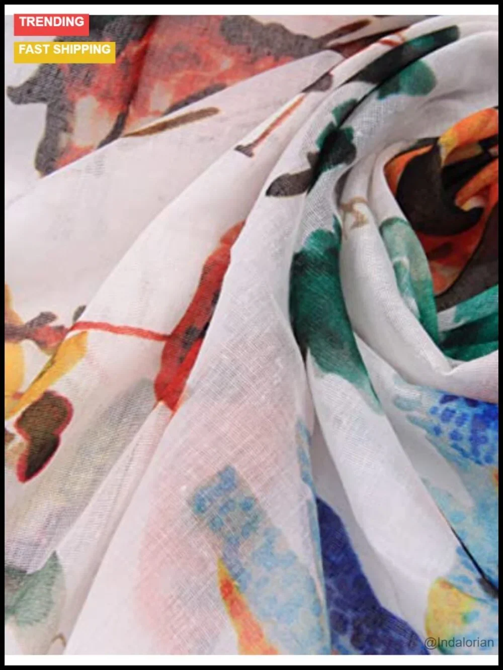 Lightweight Print Scarf Shawl Wrap 100% Polyester Fashion Accessory